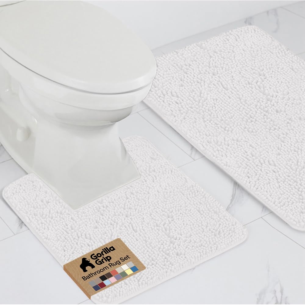 GORILLA GRIP Bathroom Area Rug Sets 2 Piece, Soft Chenille, 30x20 Grey