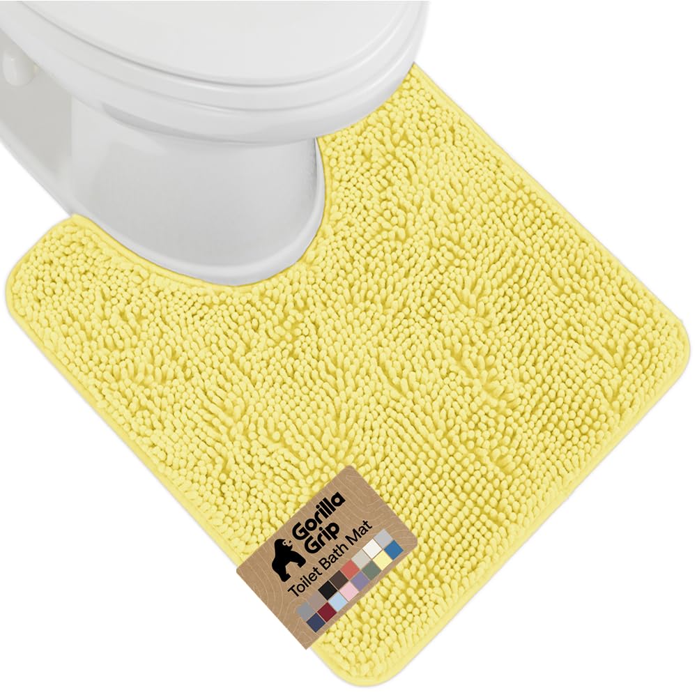 GORILLA GRIP Bath Rug Mat for Bathroom, Absorbent Chenille, 24x17 Gray