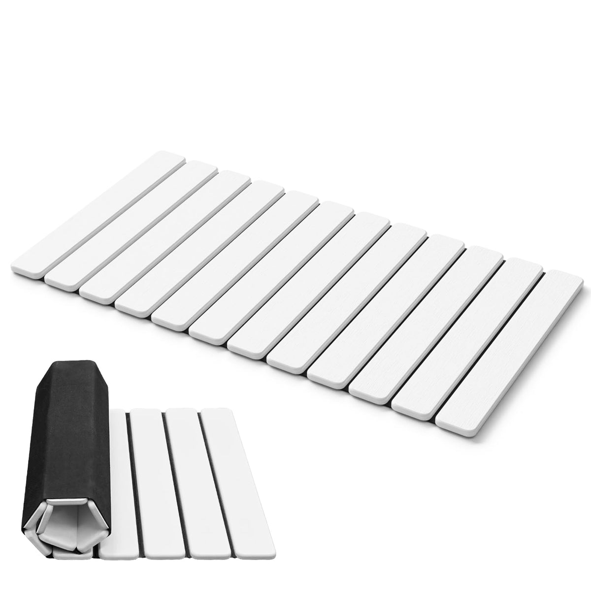 AWW Foldable Stone Bath Mat, Diatomaceous, 23.6"x15.5", Grey