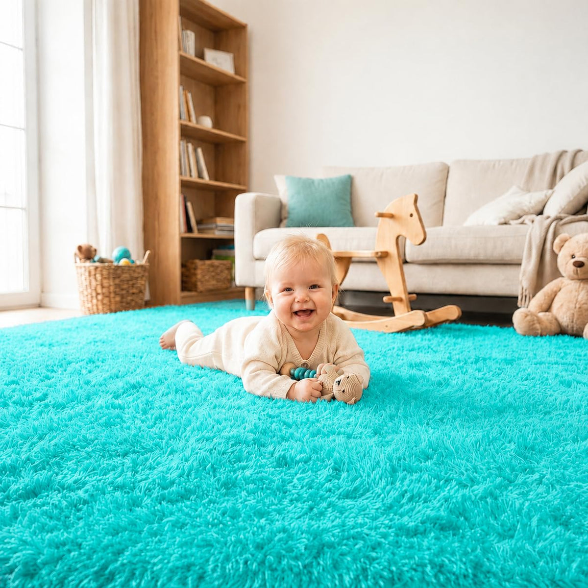2x3 Area Rug for Bedroom Bedside, Soft Fluffy Plush Thick Rug for Living Room, Non-Slip Small Shag Rug, Non-Shedding High-Pile Indoor Floor Carpet for Kids Room Nursery Dorm Home Decor(Dark Gray)