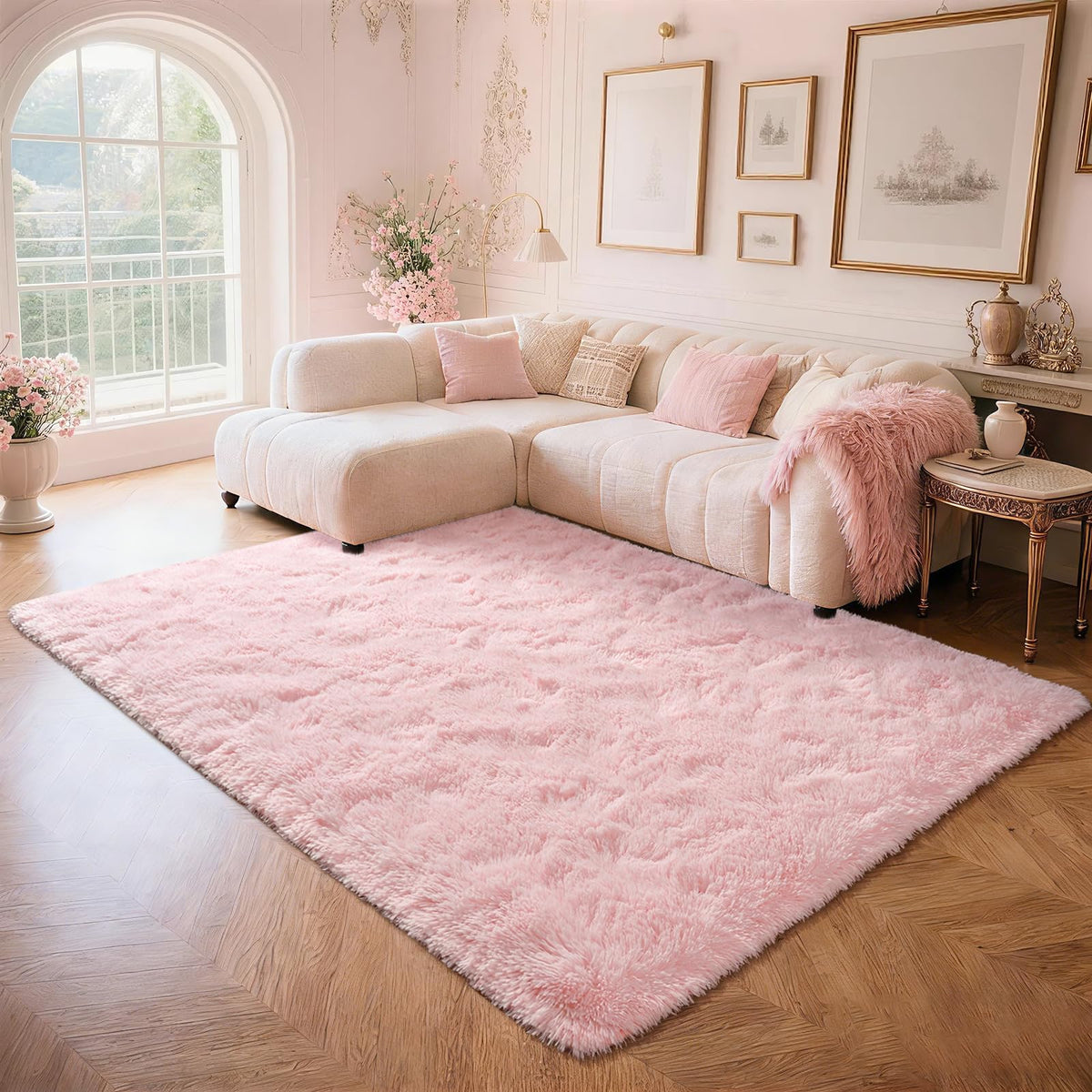Przemy Fluffy Runner Rug for Bedroom Living Room, 2x6 Feet Dark Purple Shag Area Rugs, Soft Fuzzy Carpet for Bedside Nursery Kids Room College Dorm, Plush Throw Rug for Home Decor