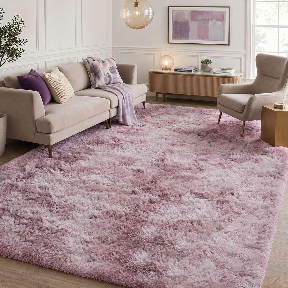 Baby Pink Fluffy Area Rug, Soft Washable, 2x5 Ft for Bedside