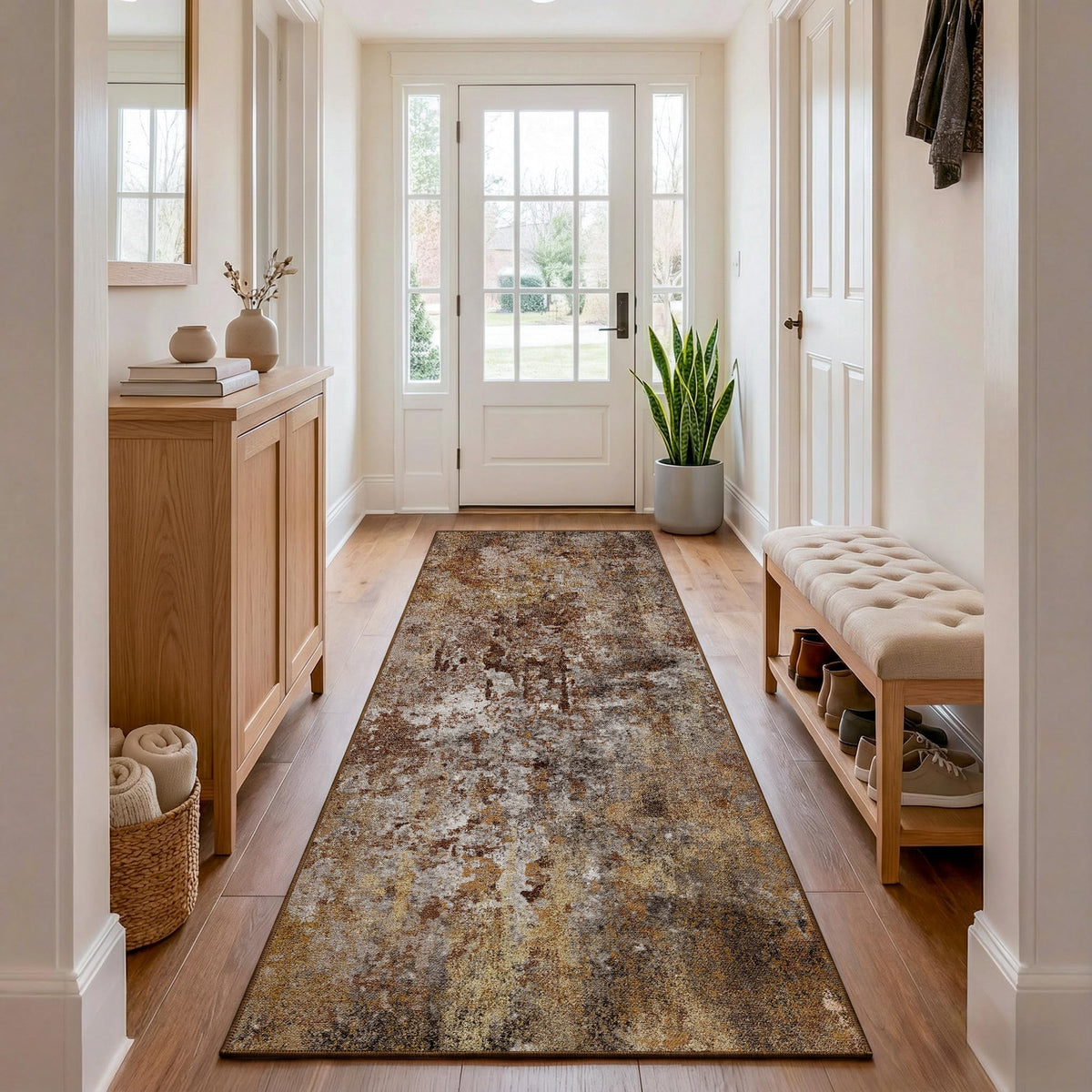 Entryway Rug 2x3 Grey Door Mat Indoor Entrance 24x36, Washable Small Throw Rugs for Kitchen Floor, Entry, Front Door, Bedroom Bedside, Non-Slip Low Pile Stain & Fade Resistant, Abstract Gray