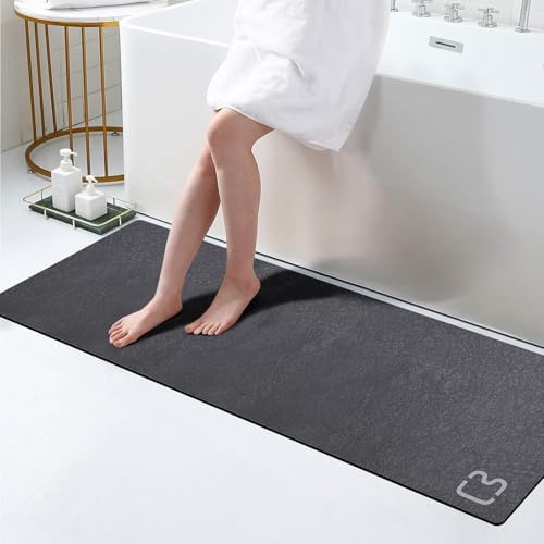 Diatomaceous Earth Bath Mat Stone Bath Mats for Bathroom,15.7"x23.6",Grey