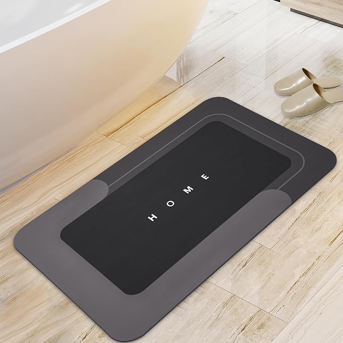 Housego Absorbent Bath Mat, Quick Dry Bath Rug, Non-Slip, 3PCS, Black