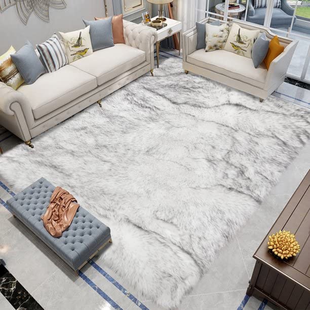 Latepis White Sheepskin Rug 2x3 Faux Fur Sheepskin Rug for Living Room Fluffy Washable Rugs for Bedroom Luxury Room Decor Furry Rugs Rectangle