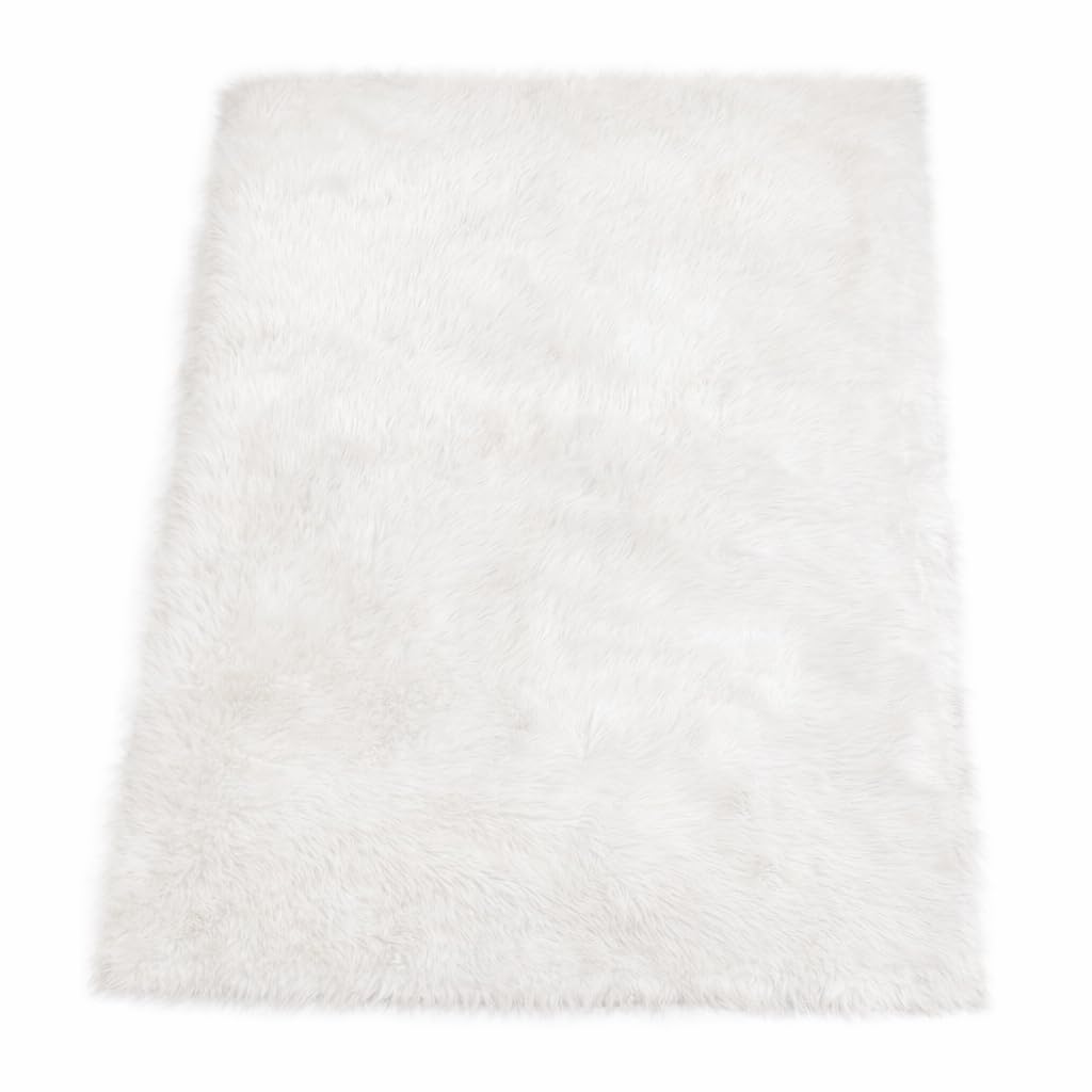 Goolela White Fluffy Faux Fur Rug for Bedroom Faux Sheepskin Rug 2x3 White Fuzzy Furry Bedside Carpet Dining Room Playroom Dorm Small Washable Rectangle
