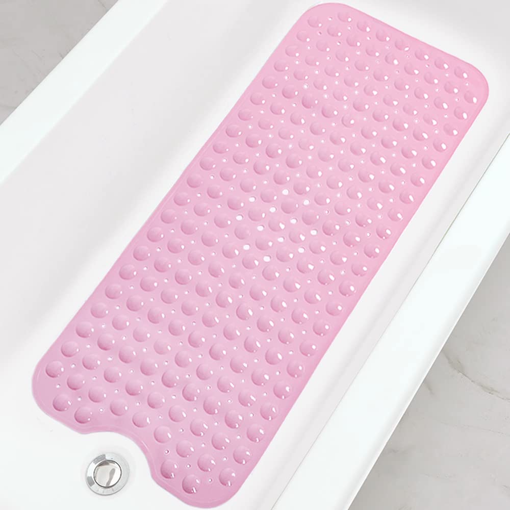 Extra Long Non-Slip Bathtub Shower Mat, 39 x 16 Inch Black Bath Mat