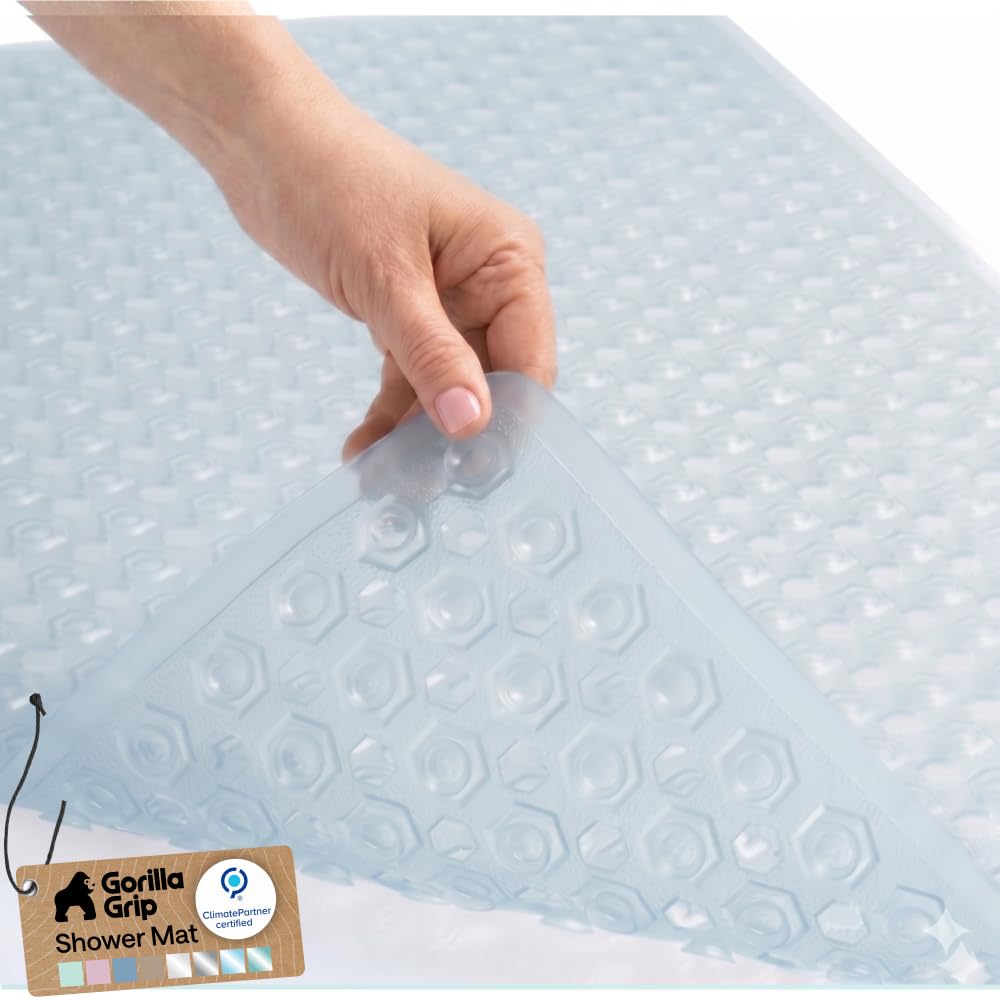 GORILLA GRIP Bath Tub Shower Mat, Bathtub Floor Liner, 35x16 Clear