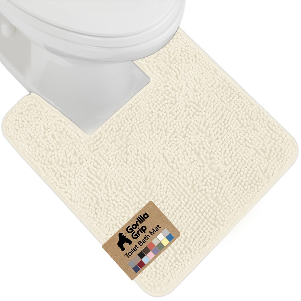 GORILLA GRIP Bath Rug Mat for Bathroom, Absorbent Chenille, 24x17 Gray
