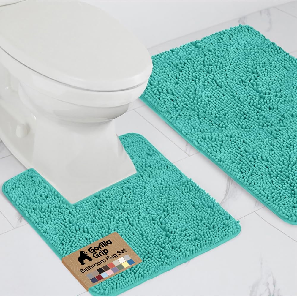 GORILLA GRIP Bathroom Area Rug Sets 2 Piece, Soft Chenille, 30x20 Grey