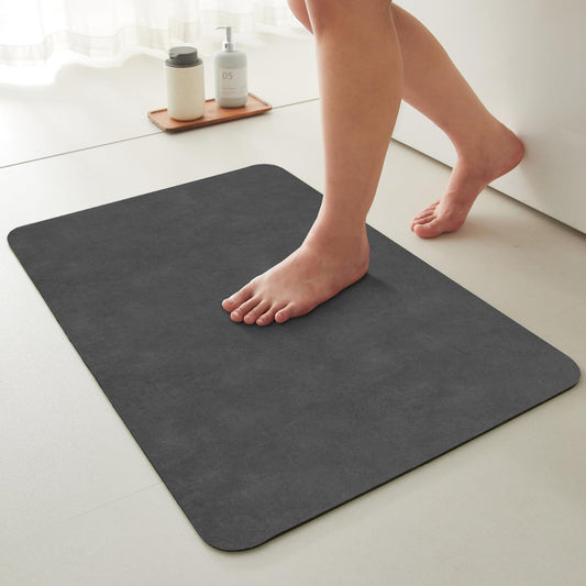 TYUU Thin Bath Mat, Small Bathroom Rugs Non Slip Washable, 16x24 Dark Grey