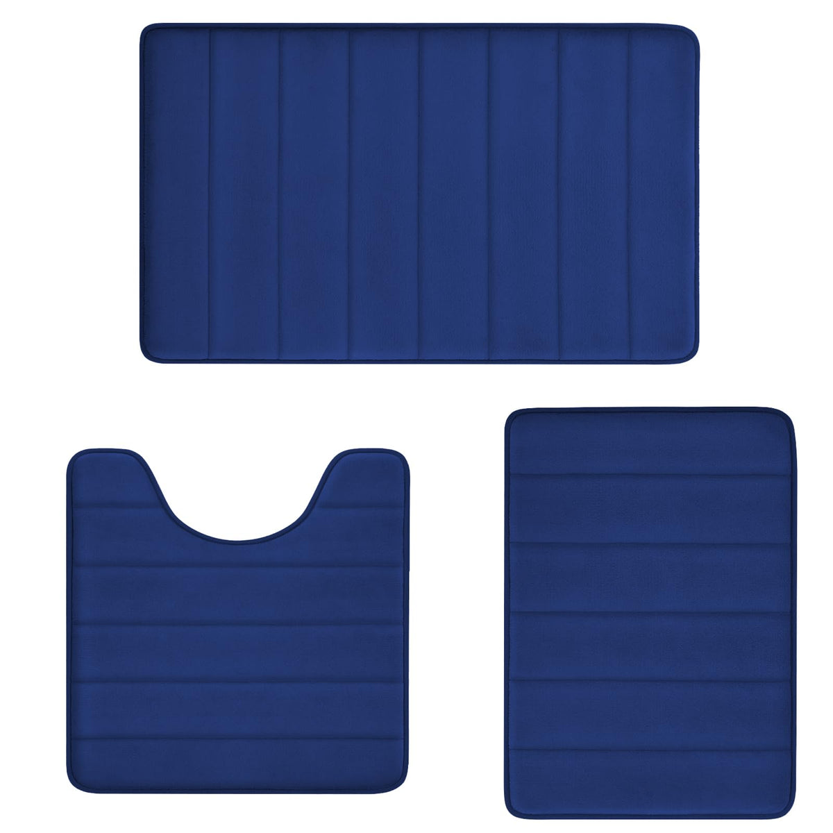 Bathroom Rugs Set Memory Foam Bath Rugs Non-Slip Bath Mat Set 3 Piece,Washable Bathroom Mats,Absorbent Shaggy Rugs Super Soft U-Shaped Toilet Rug,Bahroom Carpets for Bathroom,Tub,Shower（Black）
