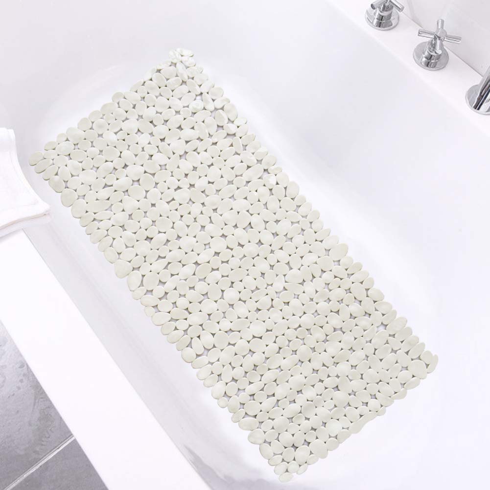 Pebble Bathtub Mat Non Slip 35" X 16" with Suction Cups,Black