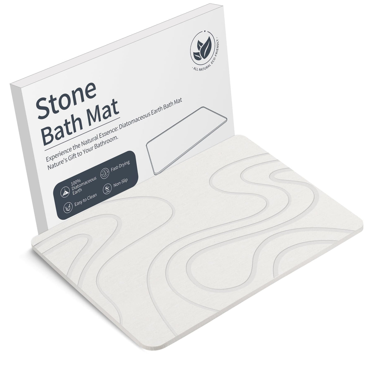 VEELOIM Stone Bath Mat, Diatomaceous Earth Shower Mat for Bathroom Grey