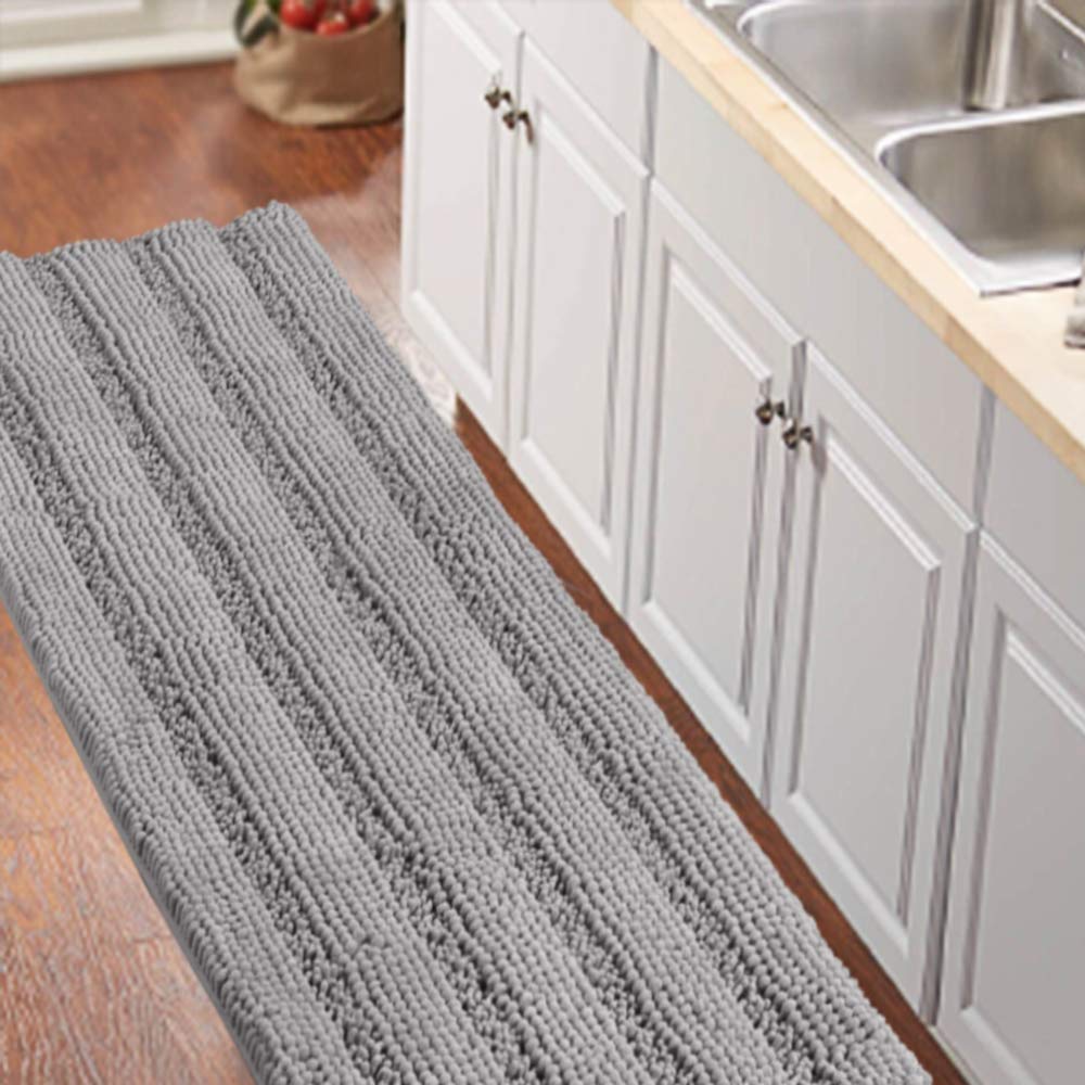 Turquoize Bathroom Runner Rug 17"x47", Soft Absorbent Chenille Bath Rug