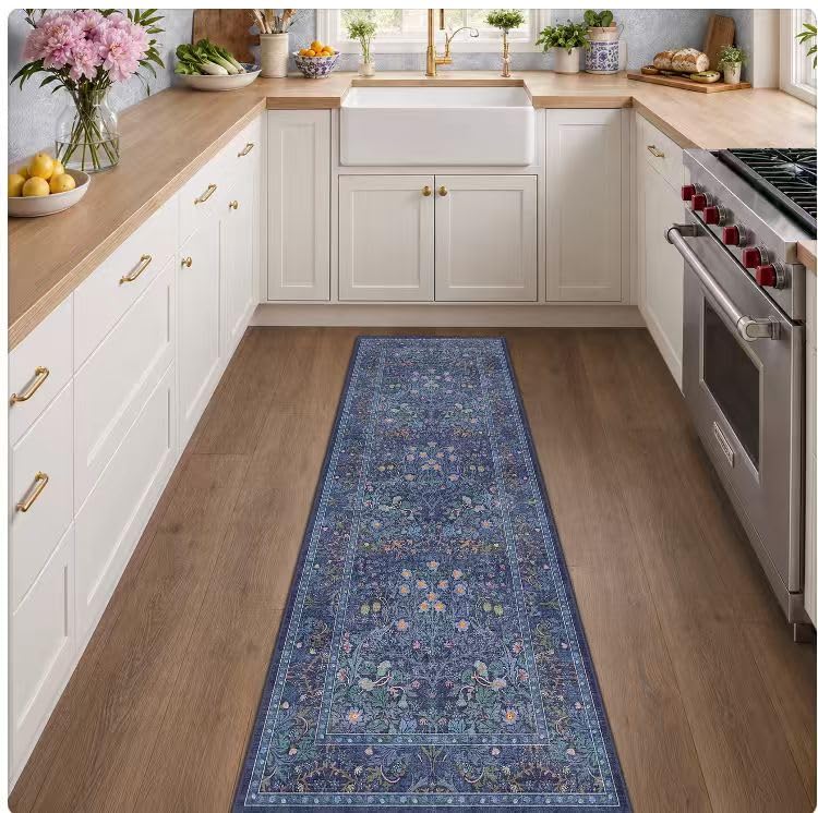 Washable Plum Purple Runner Rug 2x6 - Boho Rug Runner for Bathroom, Kitchen, Indoor Entryway, Low Pile Violet Carpet for Bedroom Bedside, Laundry Room, Hallway Mats for Floor, Stain Resistant