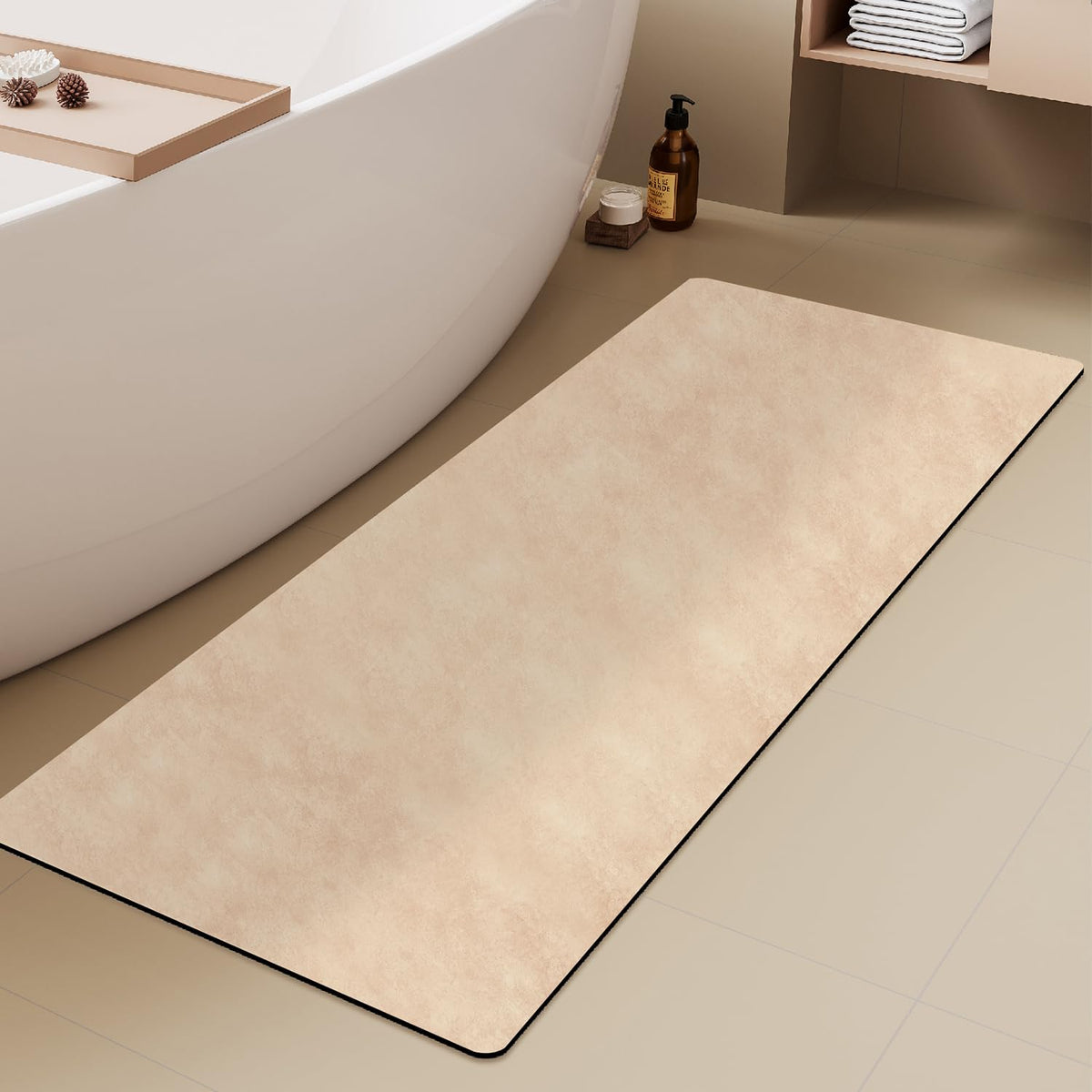 TYUU Thin Bath Mat, Small Bathroom Rugs Non Slip Washable, 16x24 Dark Grey