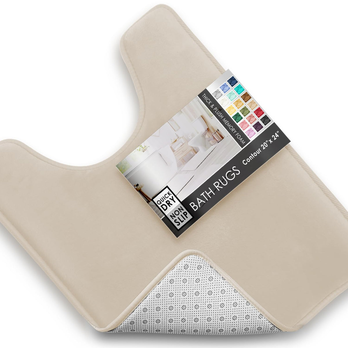 Clara Clark 3 Piece Bathroom Rugs Bath Mat Set, Velvet Memory Foam Bath Mats for Bathroom - Non-Slip, PVC Backing Bath Rugs, Washable - Dries Quickly, Grey