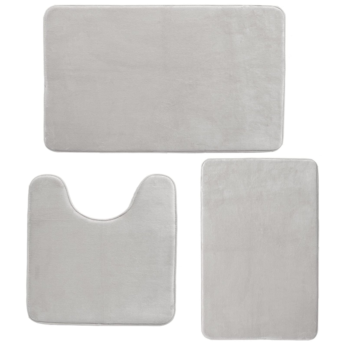 Bathroom Rugs Set Memory Foam Bath Rugs Non-Slip Bath Mat Set 3 Piece,Washable Bathroom Mats,Absorbent Shaggy Rugs Super Soft U-Shaped Toilet Rug,Bahroom Carpets for Bathroom,Tub,Shower（Black）