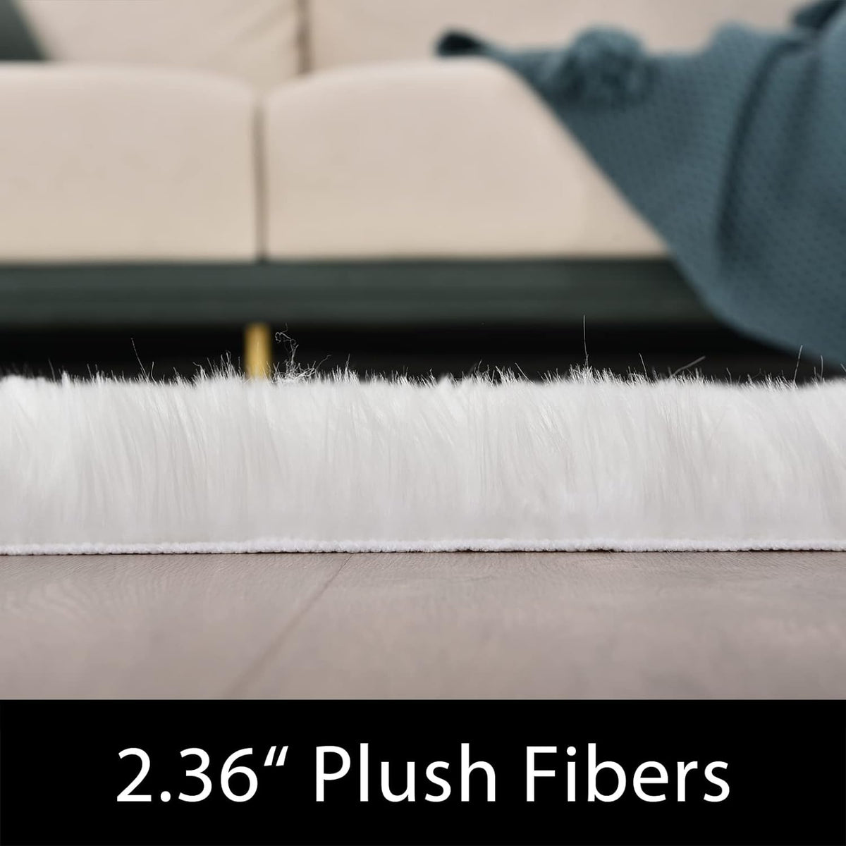 Latepis White Sheepskin Rug 2x3 Faux Fur Sheepskin Rug for Living Room Fluffy Washable Rugs for Bedroom Luxury Room Decor Furry Rugs Rectangle