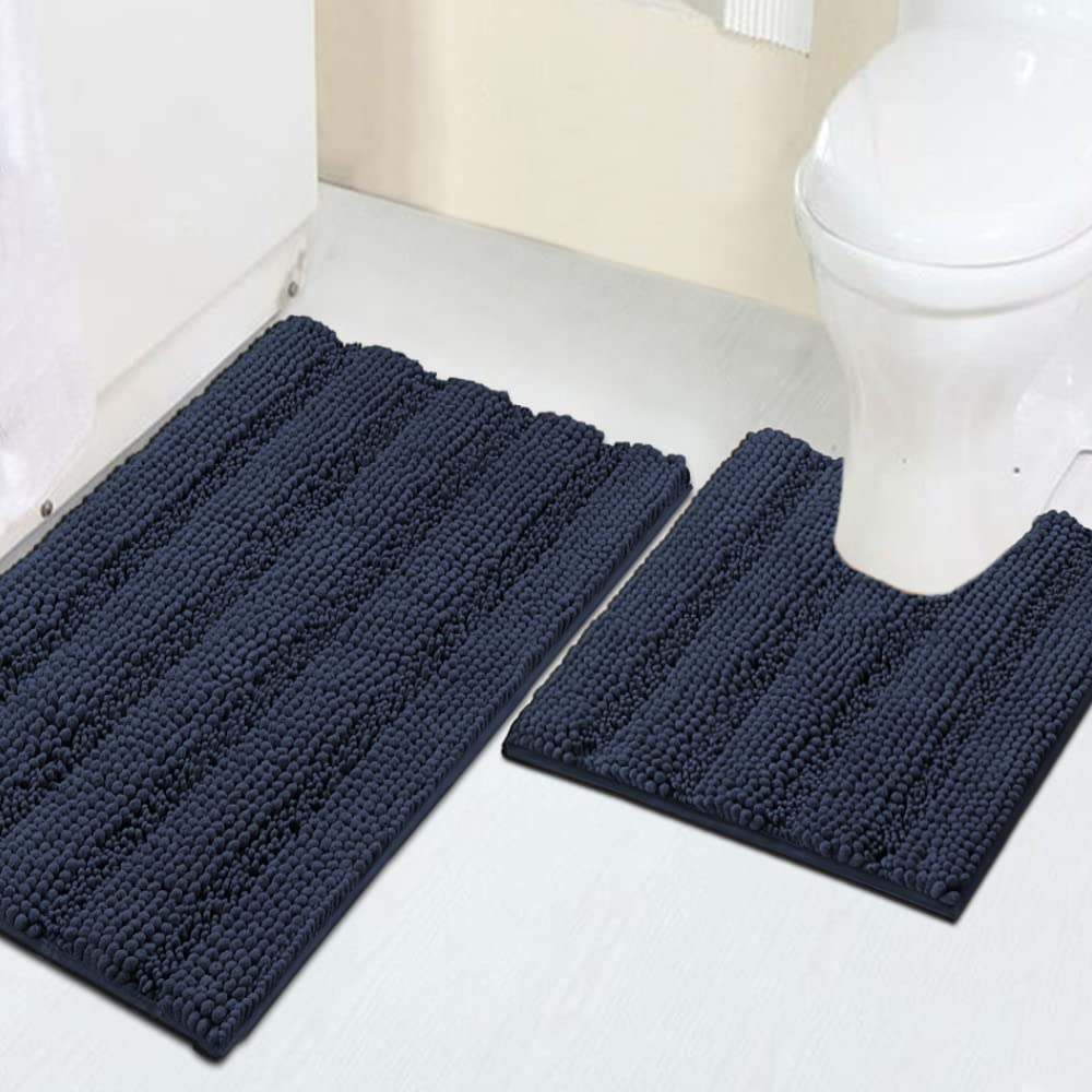 Turquoize Bathroom Runner Rug 17"x47", Soft Absorbent Chenille Bath Rug