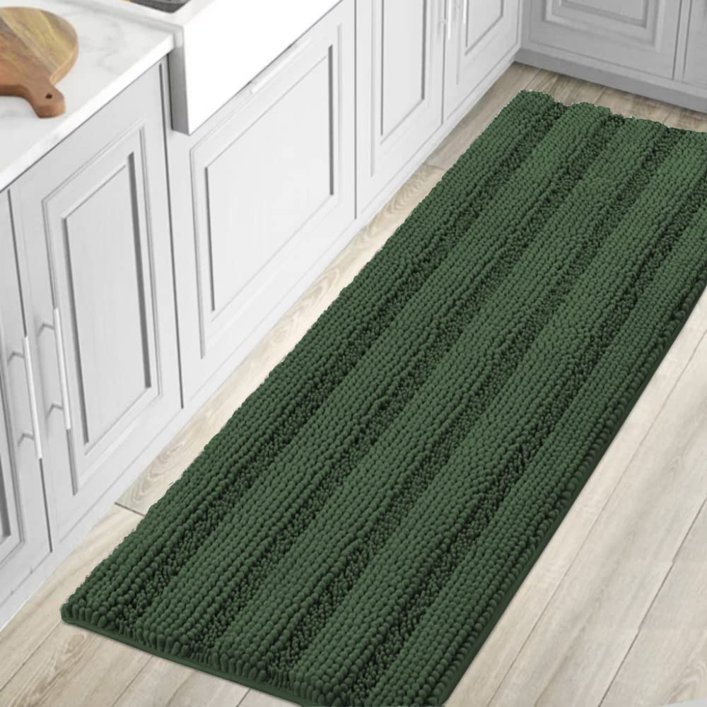 H.VERSAILTEX Bathroom Rugs Bath Rug Set 2 Piece Bathroom Contour Rug Toilet Mat Sets Non Slip Contour Bath Rug Ultra Thick Water Absorbent Striped Bath Mats Washable(47" x 17" Plus 20" x 20" U, Cream)