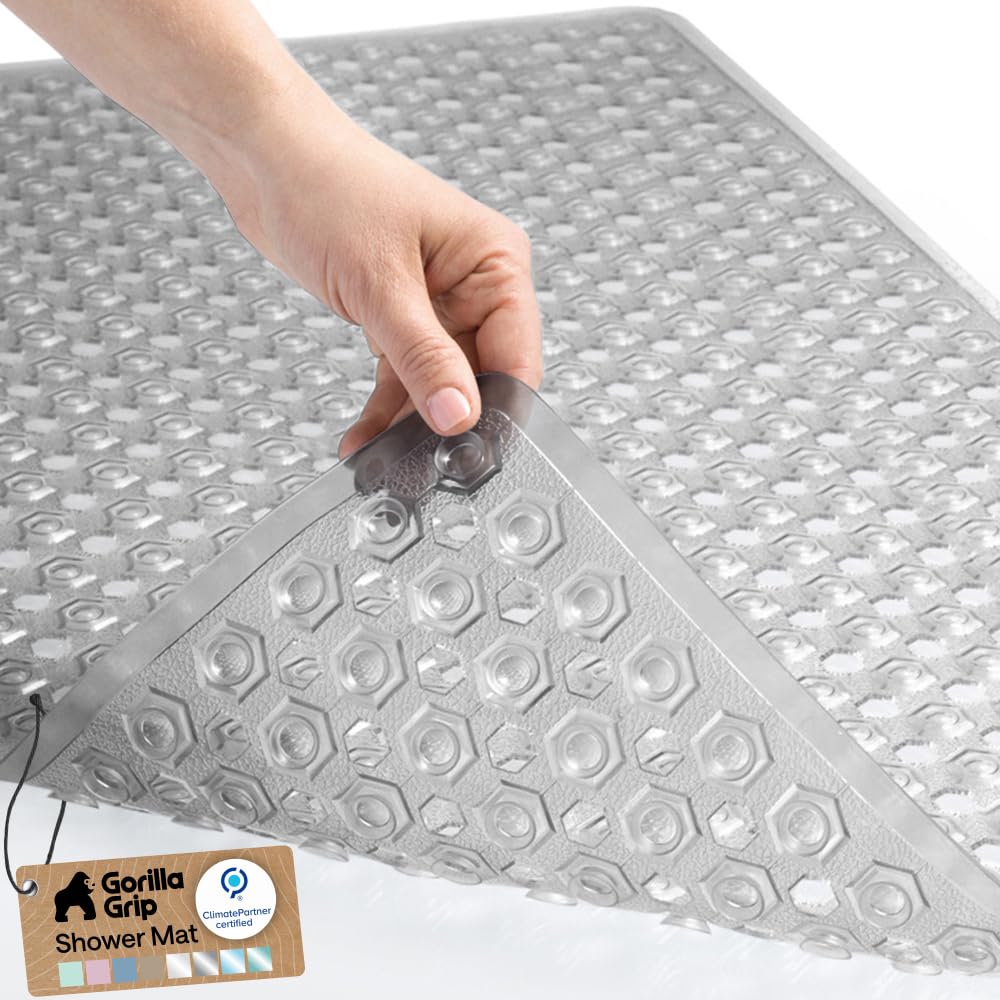 GORILLA GRIP Bath Tub Shower Mat, Bathtub Floor Liner, 35x16 Clear