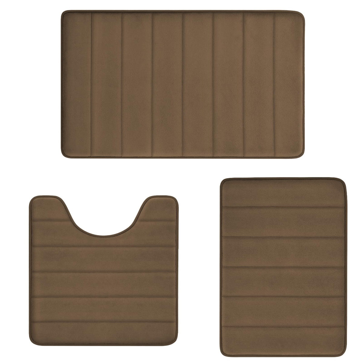 Bathroom Rugs Set Memory Foam Bath Rugs Non-Slip Bath Mat Set 3 Piece,Washable Bathroom Mats,Absorbent Shaggy Rugs Super Soft U-Shaped Toilet Rug,Bahroom Carpets for Bathroom,Tub,Shower（Black）