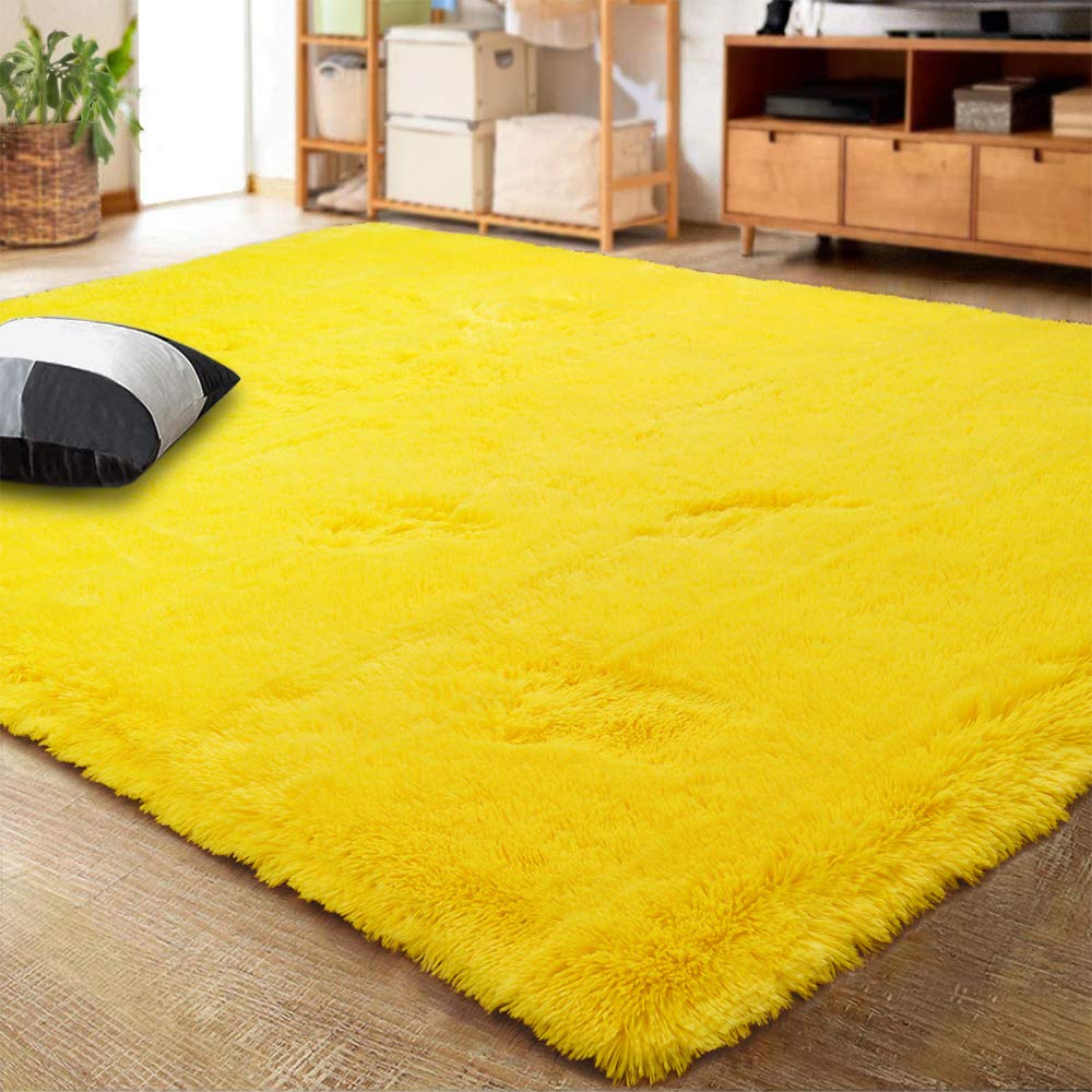 LOCHAS 2x3 Area Rugs Fluffy Living Room Carpets for Kids Bedroom, Brown