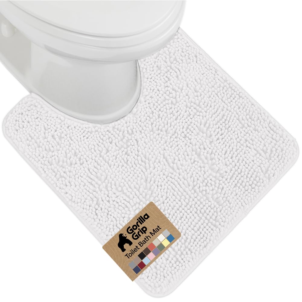 GORILLA GRIP Bath Rug Mat for Bathroom, Absorbent Chenille, 24x17 Gray
