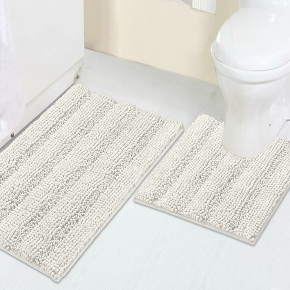 Turquoize Bathroom Runner Rug 17"x47", Soft Absorbent Chenille Bath Rug