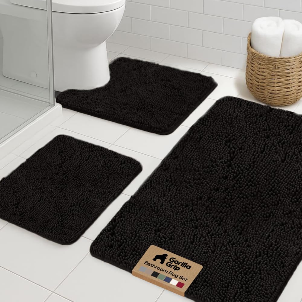 GORILLA GRIP Bathroom Area Rug Sets 2 Piece, Soft Chenille, 30x20 Grey