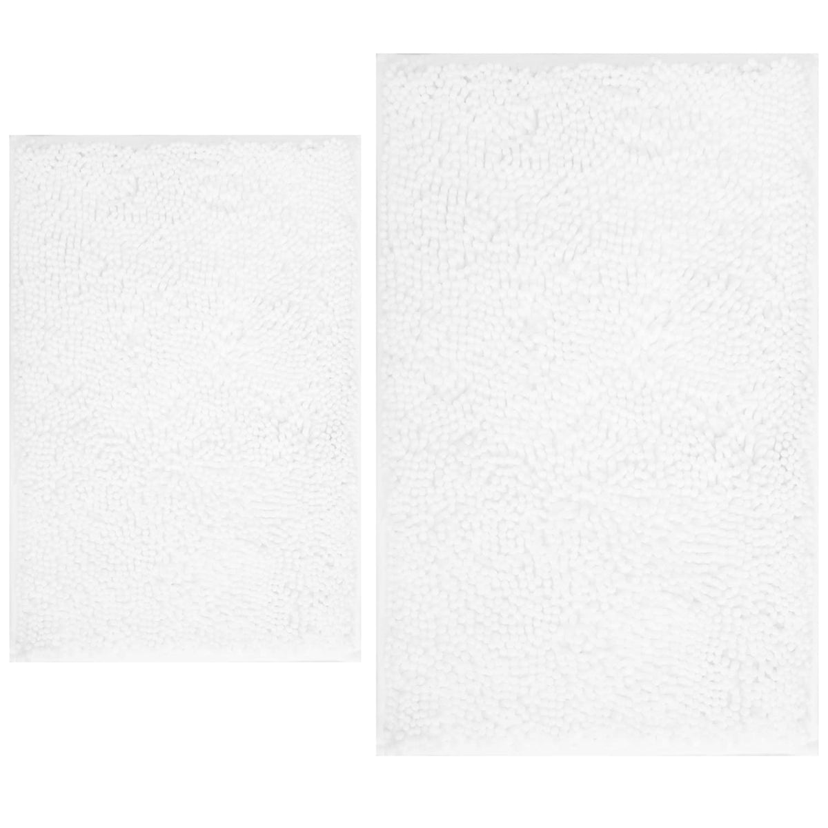 BOANKODU Bathroom Rugs Sets 2 Piece, Extra Soft Chenille Bath Mat Absorbent Bathroom Rug, Bathroom Mat with PVC Non-Slip Bottom, Machine Washable Bath Rugs (32x20 Inch + 24x16 Inch, Light Grey)