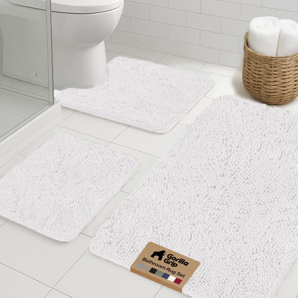GORILLA GRIP Bathroom Area Rug Sets 2 Piece, Soft Chenille, 30x20 Grey