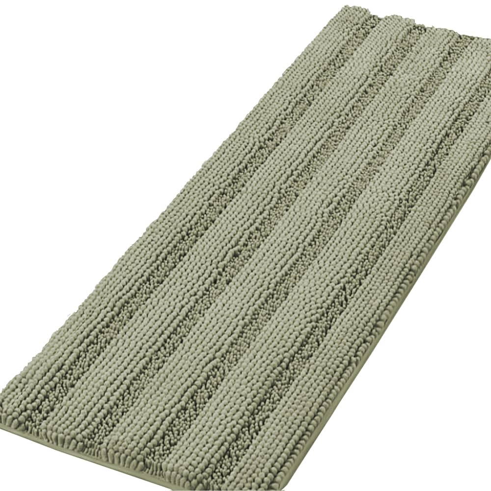 H.VERSAILTEX Bathroom Rugs Bath Rug Set 2 Piece Bathroom Contour Rug Toilet Mat Sets Non Slip Contour Bath Rug Ultra Thick Water Absorbent Striped Bath Mats Washable(47" x 17" Plus 20" x 20" U, Cream)