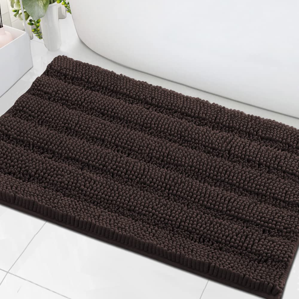 H.VERSAILTEX Bathroom Rugs Bath Rug Set 2 Piece Bathroom Contour Rug Toilet Mat Sets Non Slip Contour Bath Rug Ultra Thick Water Absorbent Striped Bath Mats Washable(47" x 17" Plus 20" x 20" U, Cream)