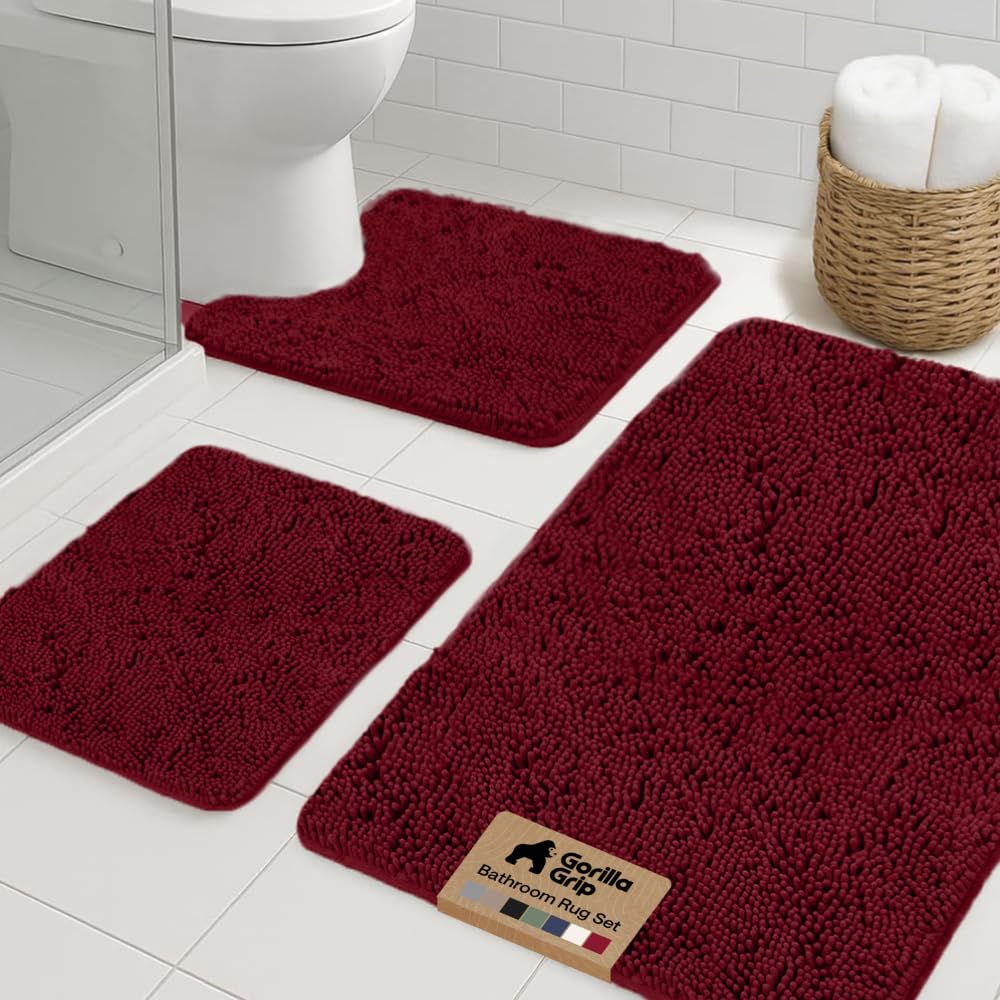 GORILLA GRIP Bathroom Area Rug Sets 2 Piece, Soft Chenille, 30x20 Grey