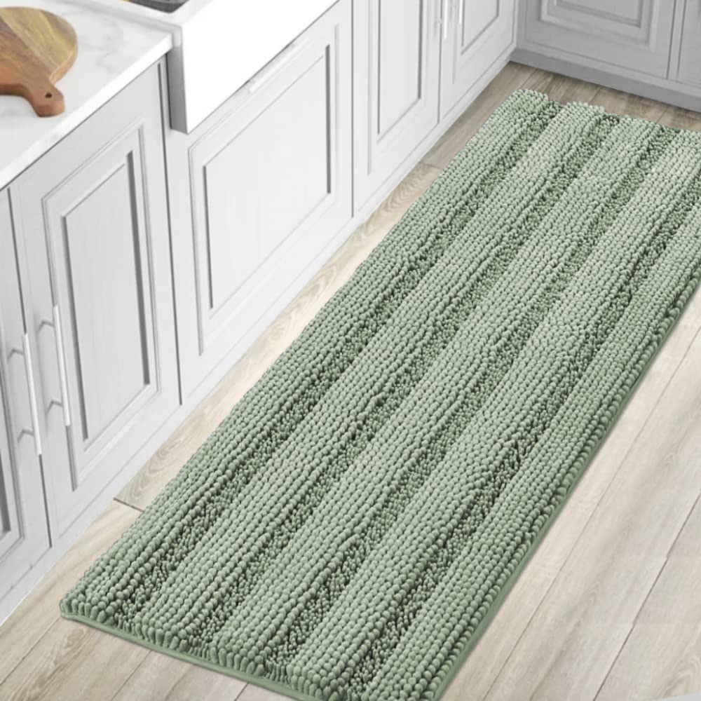 H.VERSAILTEX Bathroom Rugs Bath Rug Set 2 Piece Bathroom Contour Rug Toilet Mat Sets Non Slip Contour Bath Rug Ultra Thick Water Absorbent Striped Bath Mats Washable(47" x 17" Plus 20" x 20" U, Cream)