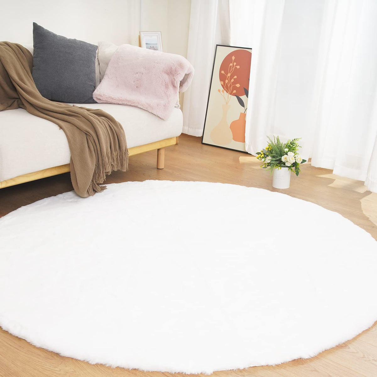 Ghouse Soft Faux Sheepskin Fur Rug 2x4 Black Fluffy Bedside Rugs Plush Rug Shag Nursery Carpet Area Rugs for Living Room Bedroom Playing Room Decor