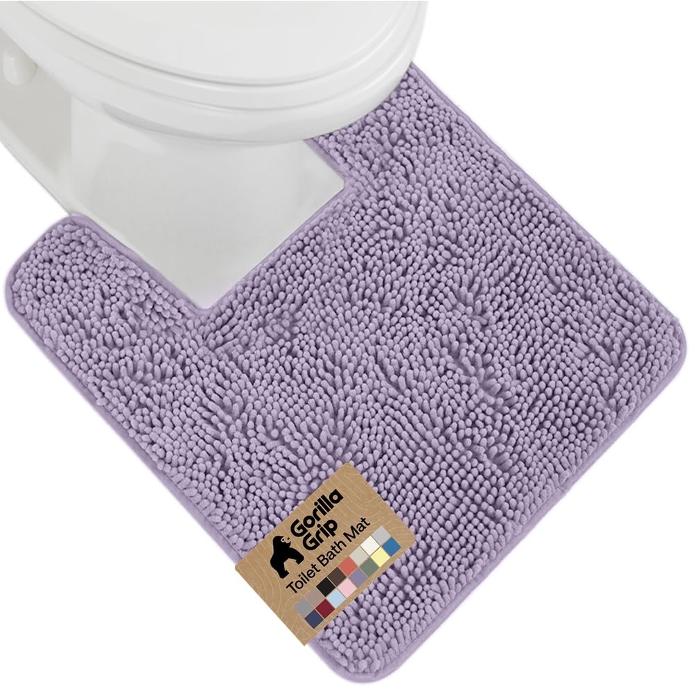 GORILLA GRIP Bath Rug Mat for Bathroom, Absorbent Chenille, 24x17 Gray