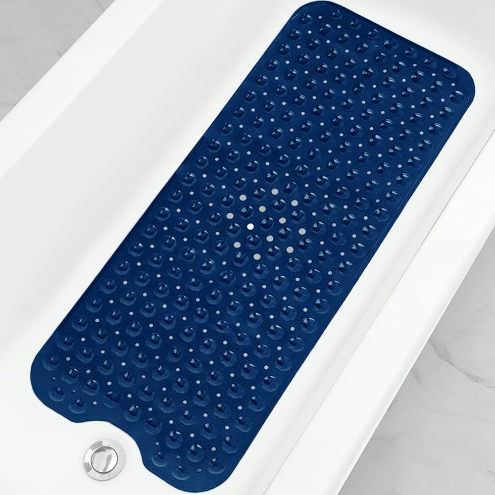 Extra Long Non-Slip Bathtub Shower Mat, 39 x 16 Inch Black Bath Mat