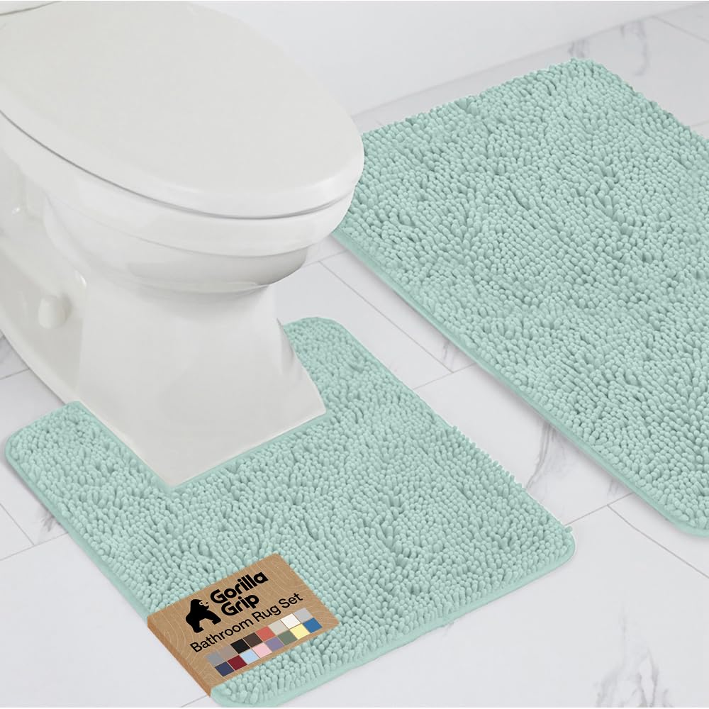 GORILLA GRIP Bathroom Area Rug Sets 2 Piece, Soft Chenille, 30x20 Grey