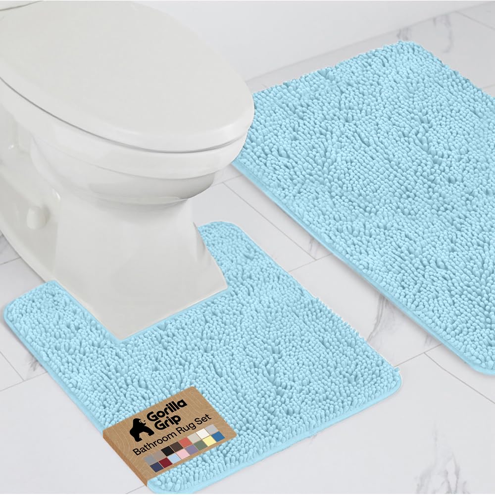 GORILLA GRIP Bathroom Area Rug Sets 2 Piece, Soft Chenille, 30x20 Grey