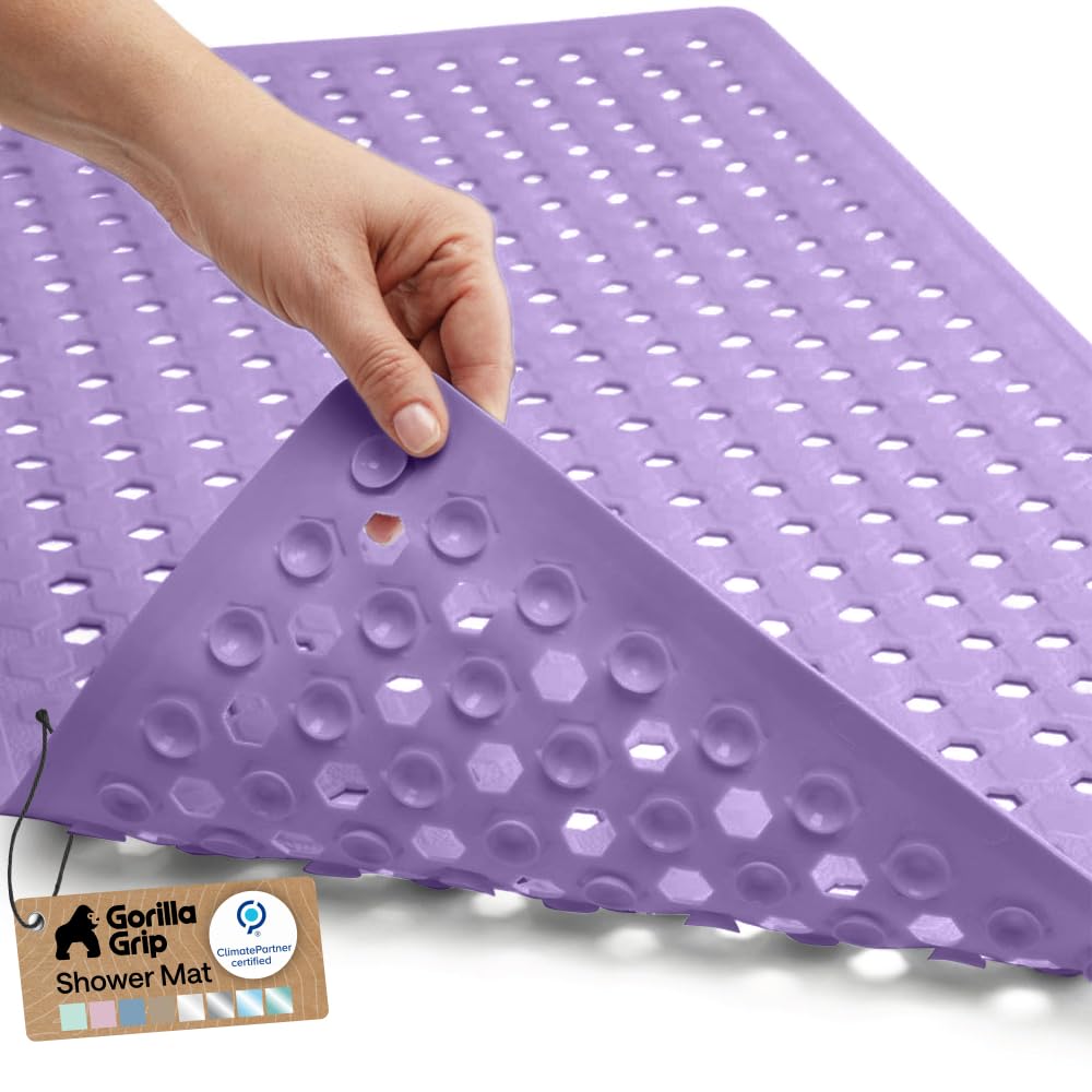GORILLA GRIP Bath Tub Shower Mat, Bathtub Floor Liner, 35x16 Clear