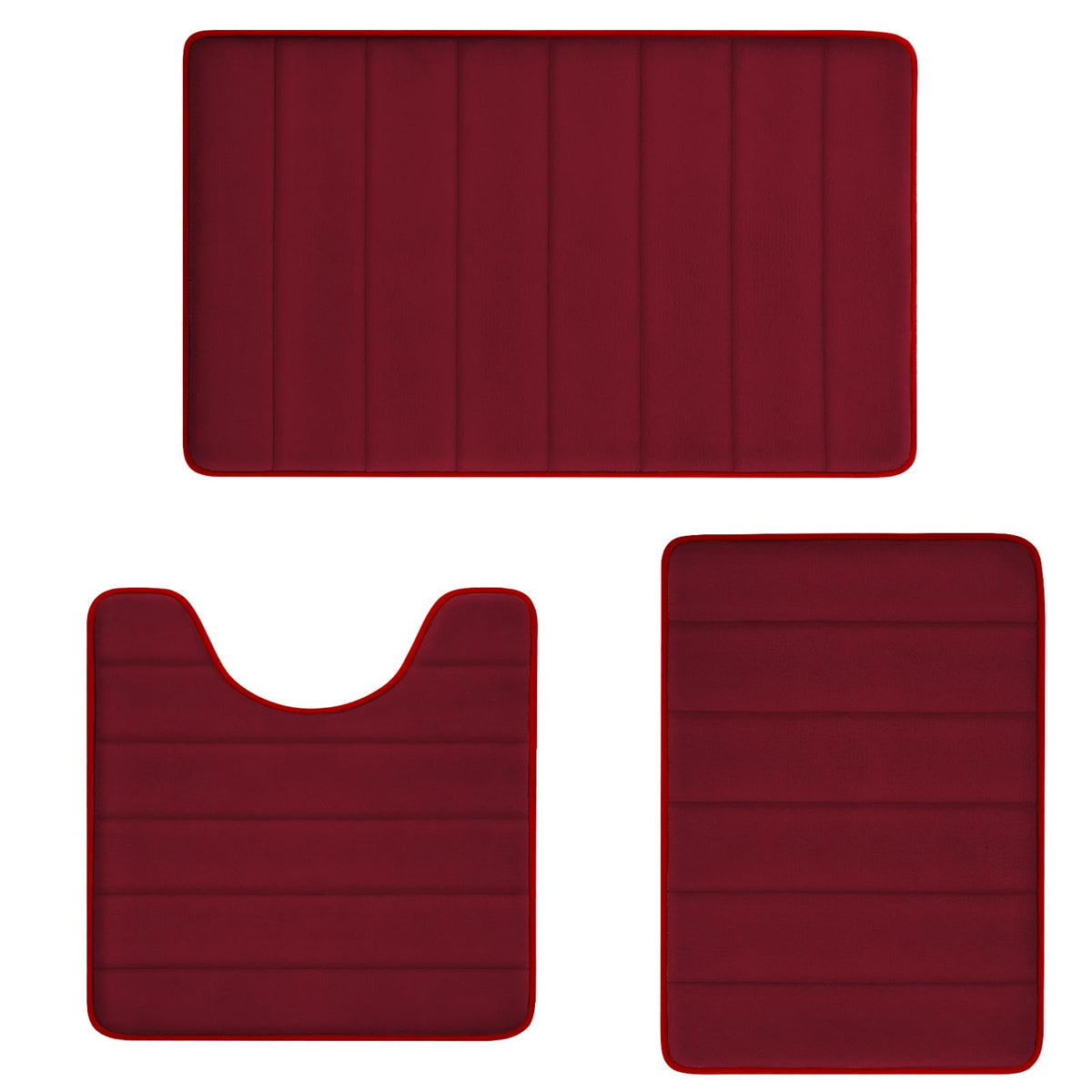 Bathroom Rugs Set Memory Foam Bath Rugs Non-Slip Bath Mat Set 3 Piece,Washable Bathroom Mats,Absorbent Shaggy Rugs Super Soft U-Shaped Toilet Rug,Bahroom Carpets for Bathroom,Tub,Shower（Black）