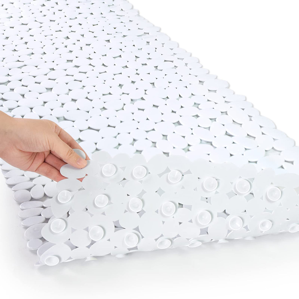 Pebble Bathtub Mat Non Slip 35" X 16" with Suction Cups,Black
