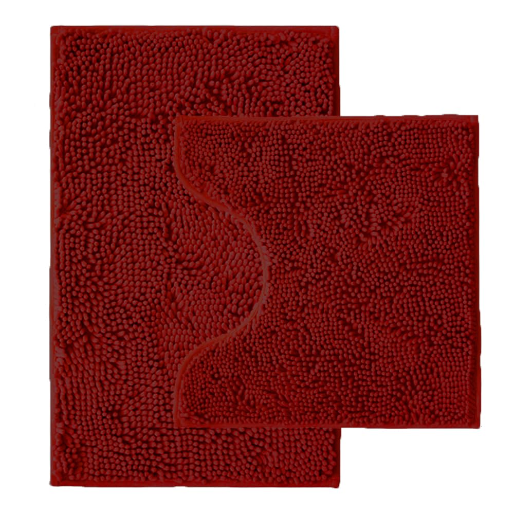 Bathroom Rugs Sets 2 Piece,Super Absorbent Chenille Bath Mats and U-Shaped Toilet Rug,Strong PVC Non Slip Backing,Microfiber Washable Dry Quickly Bath Mats for Bathroom(20"x32"+20"x20"U, Light Grey)