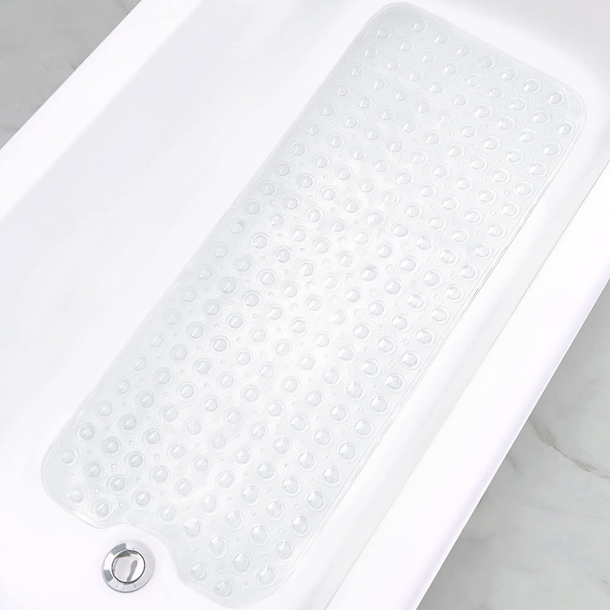 Extra Long Non-Slip Bathtub Shower Mat, 39 x 16 Inch Black Bath Mat