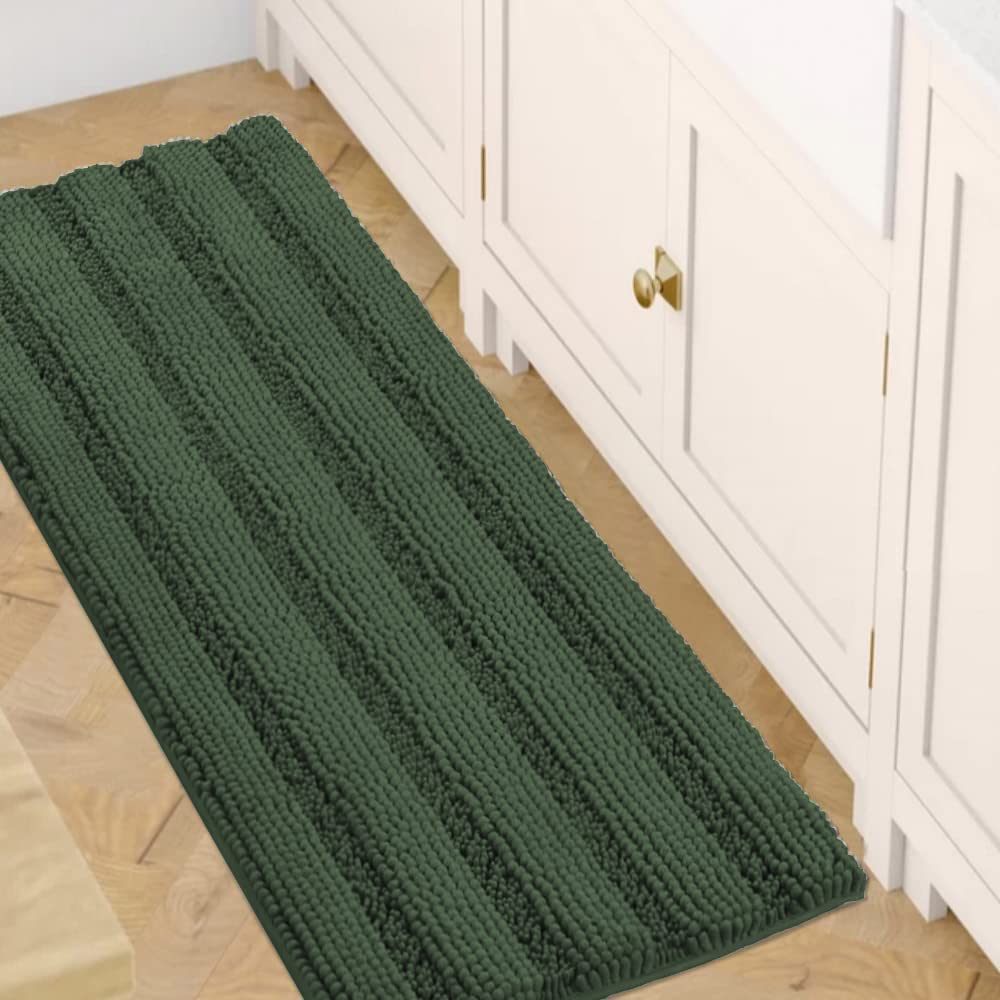 H.VERSAILTEX Bathroom Rugs Bath Rug Set 2 Piece Bathroom Contour Rug Toilet Mat Sets Non Slip Contour Bath Rug Ultra Thick Water Absorbent Striped Bath Mats Washable(47" x 17" Plus 20" x 20" U, Cream)